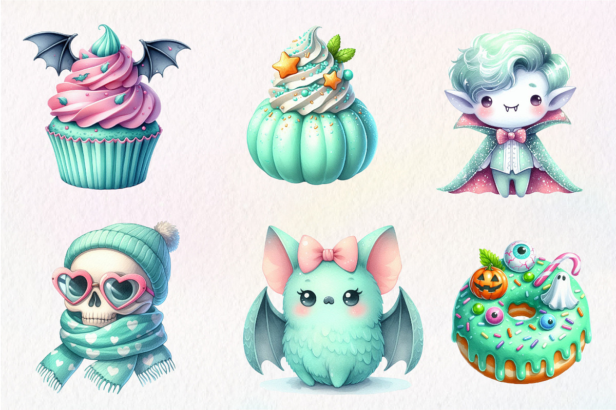 Pastel Mint Halloween Clipart, an Illustration by CreationArt (Photo 5 of 5)