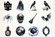 Halloween Black&White Digital Clipar, an Illustration by Libby Wishes (Thumbnail 5 of 6)