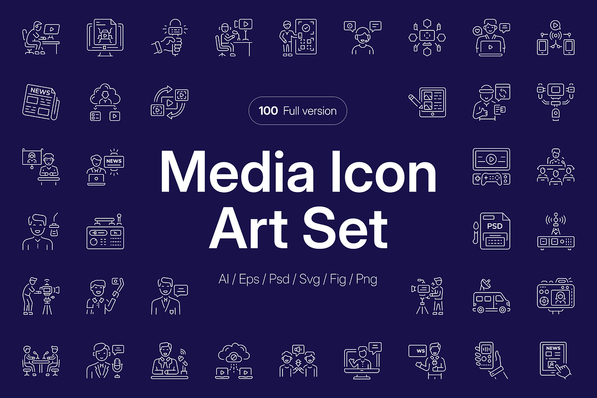 Media Icon Art Set, an Outline Icon by Prosymbols (Photo 1 of 8)