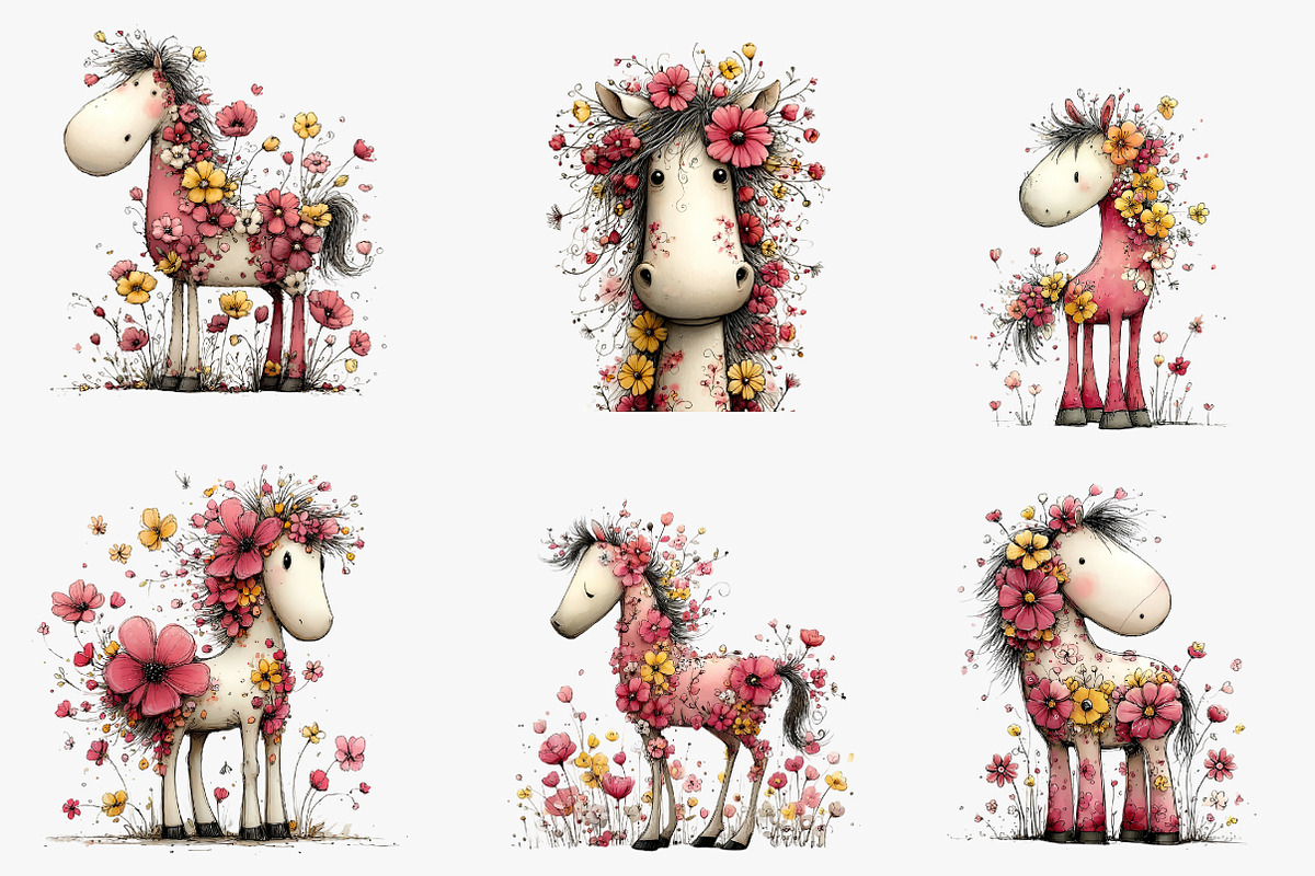 Floral Horse, an Illustration by CreationArt (Photo 3 of 5)