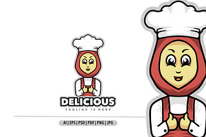 Cute chef hijab mascot logo, a Branding & Logo Template by Bayuktx