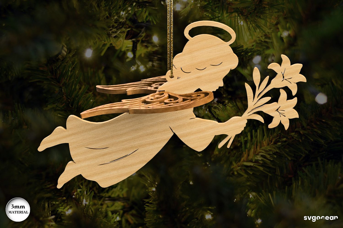 3D Christmas Angels Ornament Bundle, a Decorative Illustration by svgocean (Photo 3 of 20)