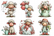 Whimsical Spring Sheep Clipart PNG, an Illustration by Daily.Designs (Thumbnail 4 of 8)