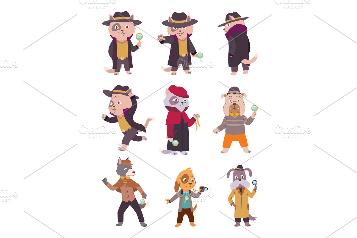 Cats and dogs detective, an Animal Illustration by Things for designers