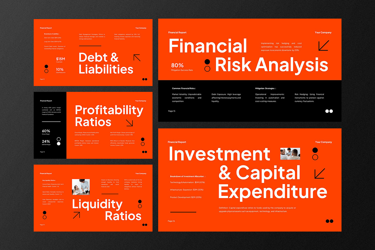 Orange Financial Report PPT, a Presentation Template by Aiyari Graphic (Photo 4 of 5)