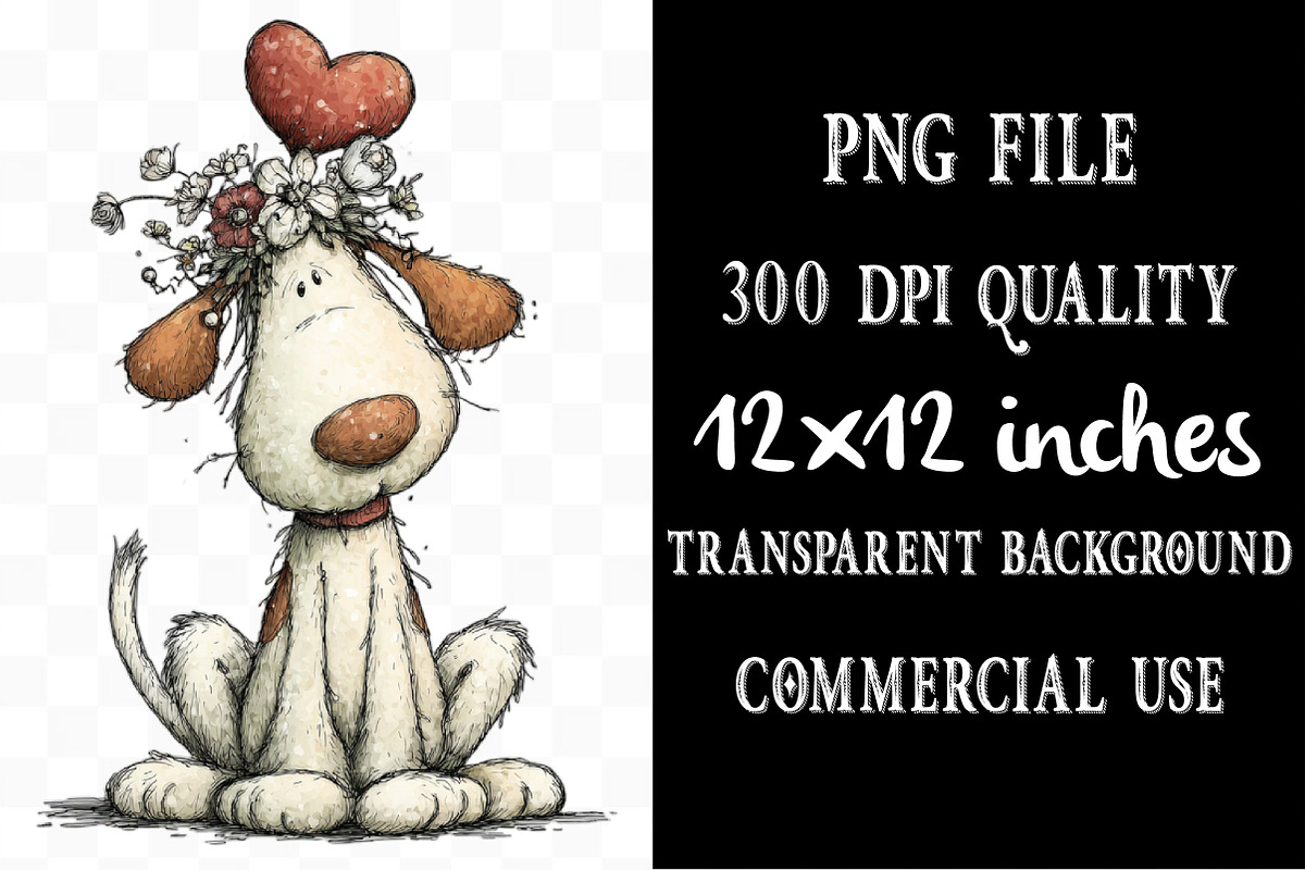 Whimsical Valentine Dog Clipart, an Illustration by Designking (Photo 4 of 5)