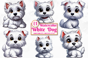 Watercolor White Dog PNG clipart, a Seasonal Illustration by Craft Nest