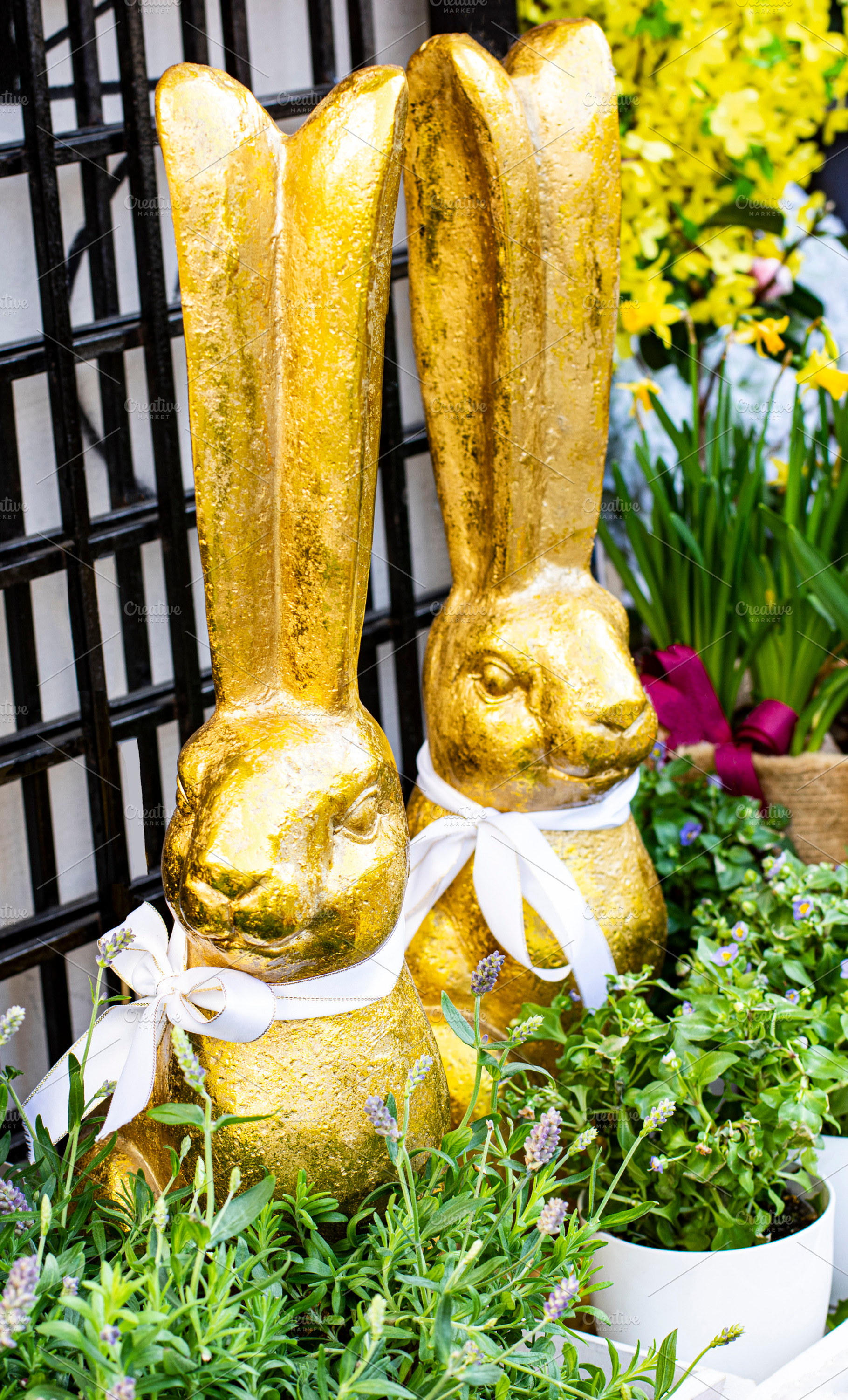 Two Golden Easter Bunnies, a Holiday Photo by zhekos
