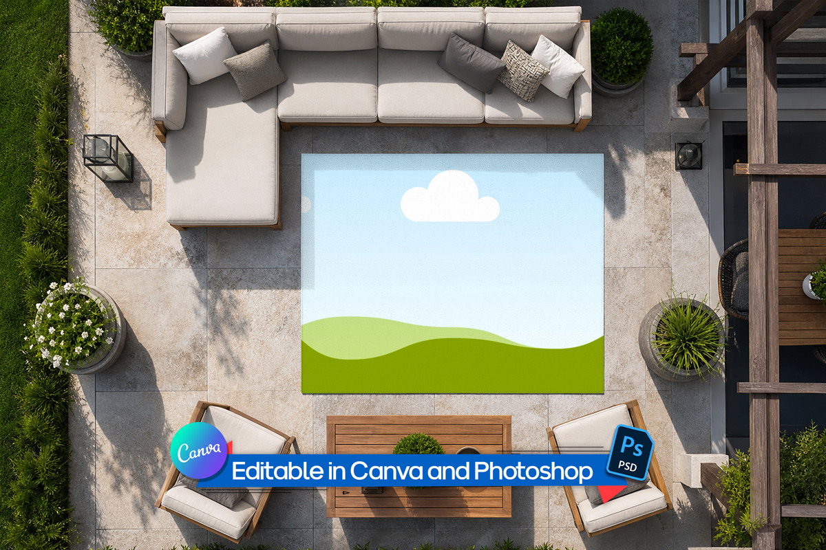 Terrace rug branding mockup, an Advertising Mockup by Rami's Mockups (Photo 2 of 3)