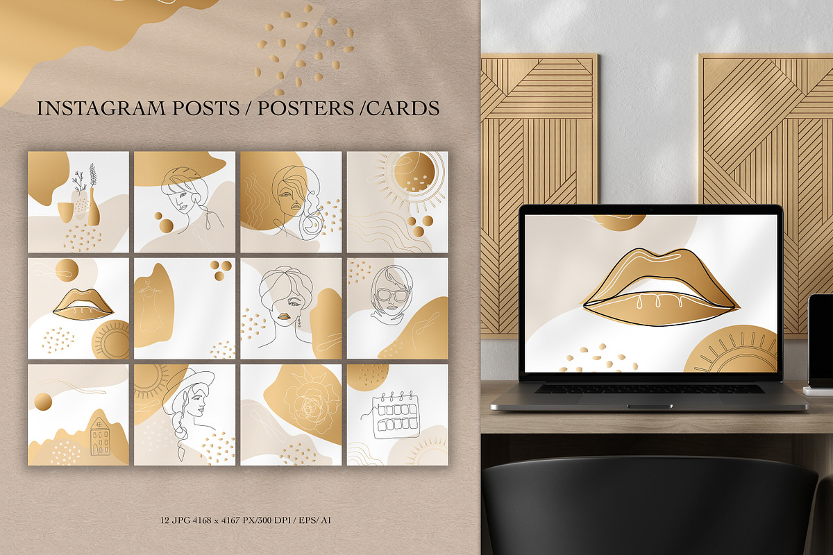 Instagram Bundle Gold for Girls, an Illustration by WildStrawberry Magic (Photo 5 of 7)