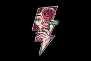 beautiful woman holding rose flower, a Person Illustration by gunaonedesign (Thumbnail 1 of 4)