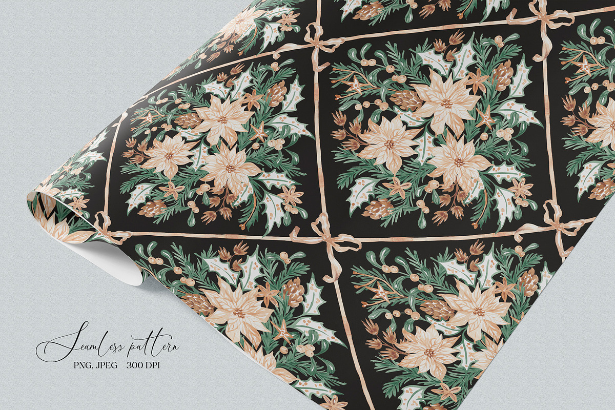 Christmas Botanical Grid Pattern, a Pattern Graphic by SirenaArt (Photo 19 of 20)