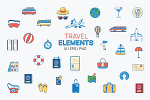 Travel elements illustration Pack