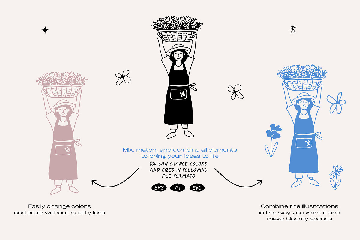 Flower People vector illustrations, a Person Illustration by dicreate (Photo 9 of 14)