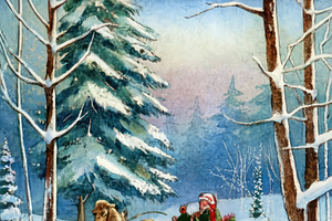 Watercolor Christmas Sleigh Ride