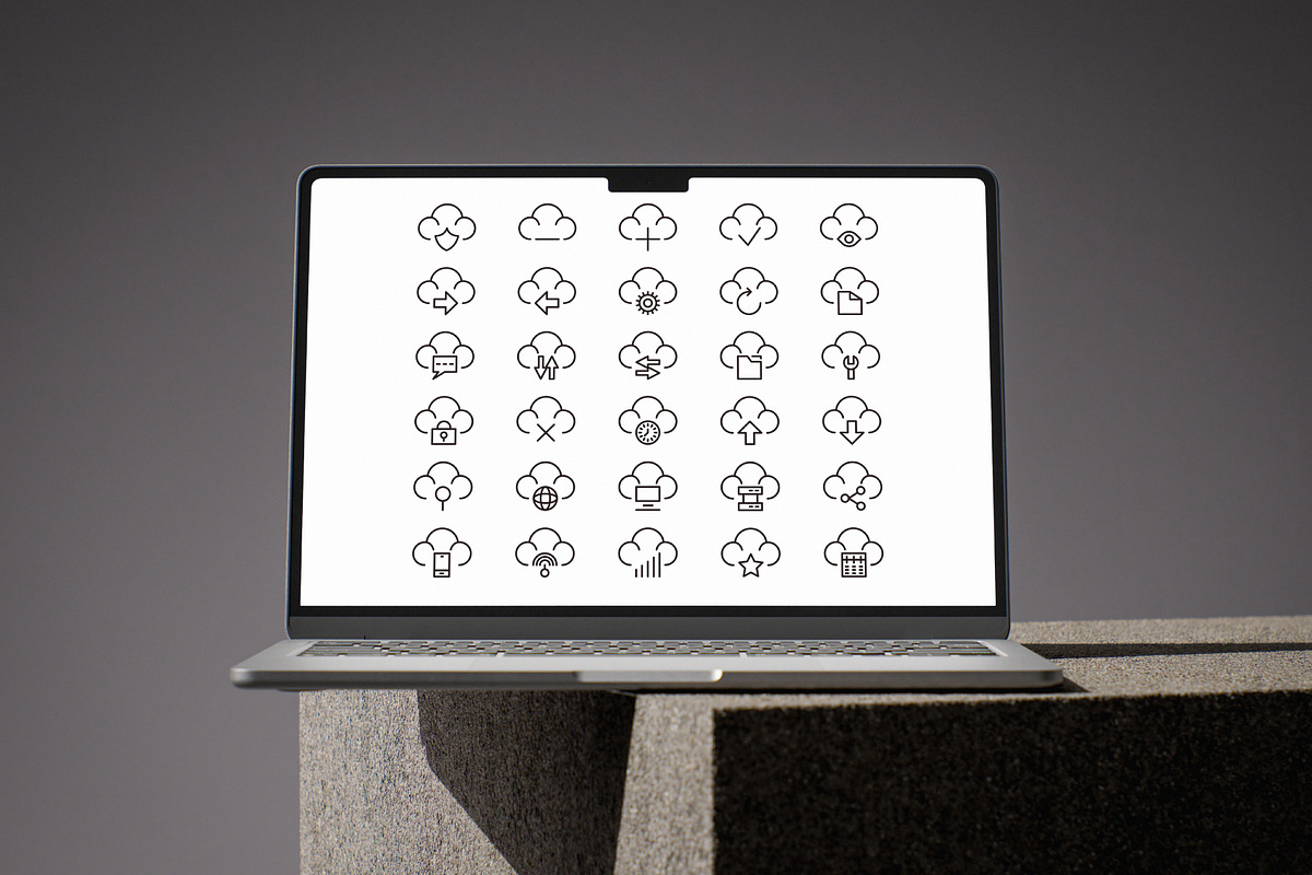 30 Icons Cloud Tech Set, an Outline Icon by romanlypovyi (Photo 2 of 3)