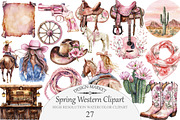 Watercolor Spring Western Clipart, an Illustration by Design Market (Thumbnail 1 of 3)