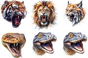 Aggressive Animals Head Clipart, an Illustration by DreamArtGraphic (Thumbnail 2 of 6)