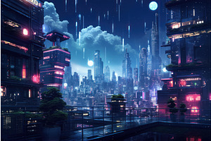 Sprawling Night City Cyberpunk