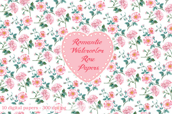 Romantic Watercolor Rose Paper