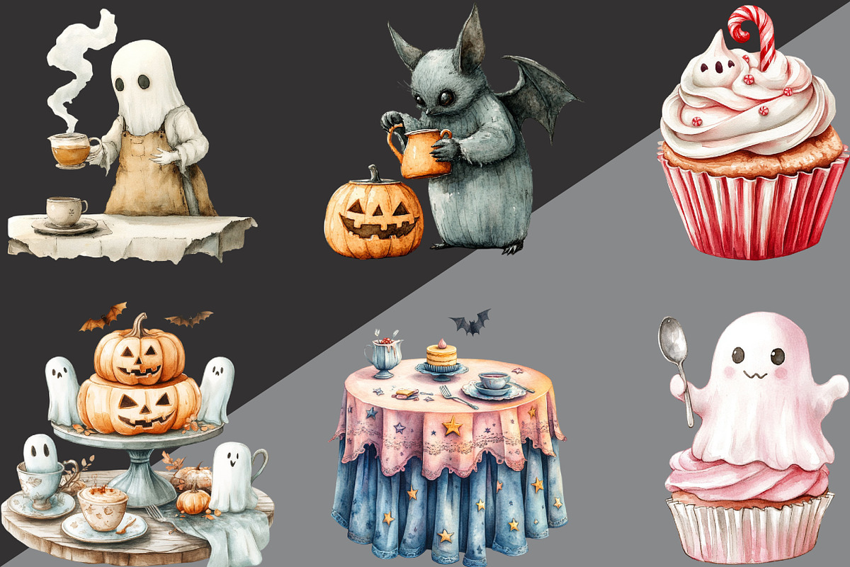 Pastel Halloween Tea Party Clipart, an Illustration by Black Bird Studio (Photo 3 of 6)