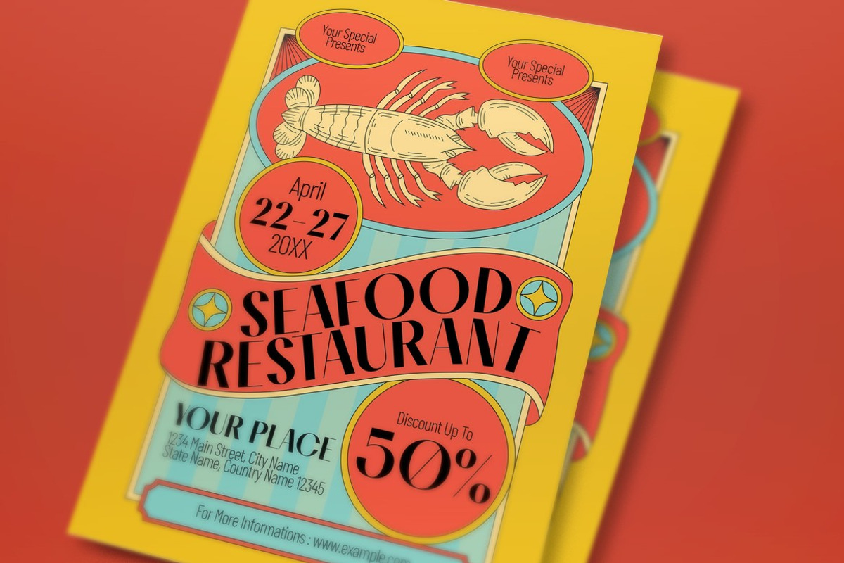 Seafood Restaurant Promotion Flyer, a Flyer Template by graphicook (Photo 2 of 3)
