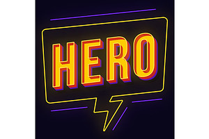 Hero Vintage 3d Neon Light Lettering