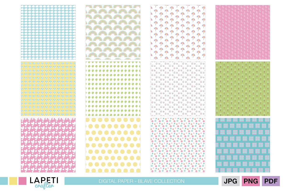 Spring Pastel Digital Paper Pack, a Pattern Graphic by Lapeticrafter (Photo 2 of 5)