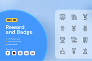 Reward and Badge Icon Set, an Outline Icon by Nathaya Studio (Thumbnail 1 of 2)