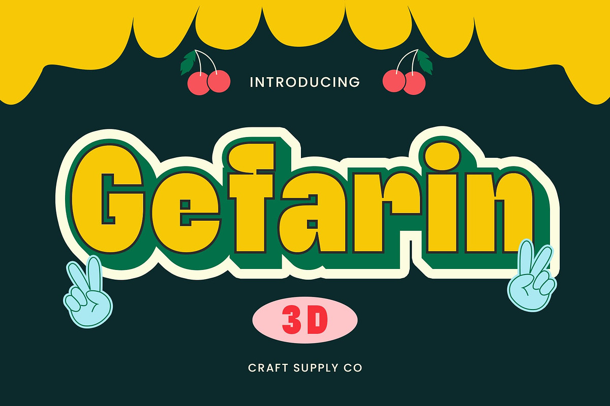 Gefarin 3D, a Sans Serif Font by Craft Supply Co. (Photo 1 of 8)