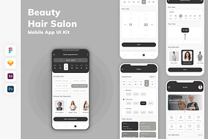 Beauty Hair Salon Mobile App UI Kit, an UI Kit Template by uicube
