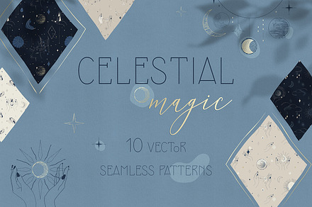 Celestial Magic Vector Patterns, a Pattern Graphic by HmarkaShop