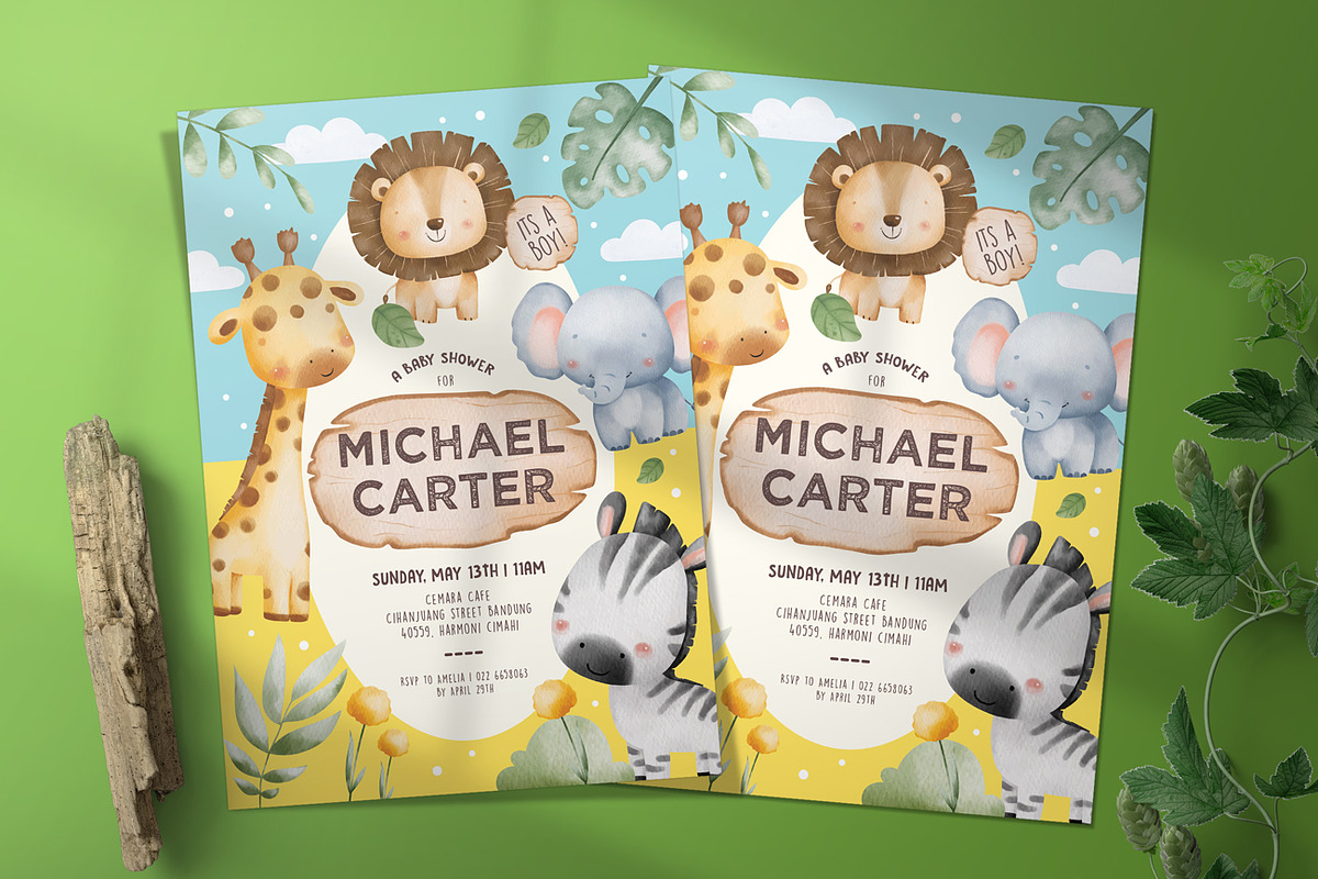 Safari Baby Shower Invitation, an Invitation Template by Aarley Kaiven (Photo 2 of 2)