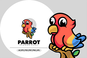 Cute parrot mascot cartoon logo, a Branding & Logo Template by Bayuktx
