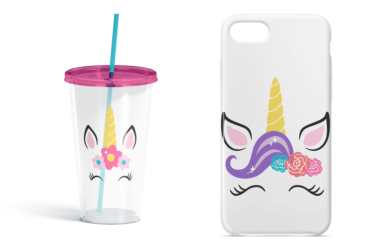 Unicorn Face Kit SVG and Clipart Set, an Object Graphic by Huckleberry Hearts (Photo 3 of 3)