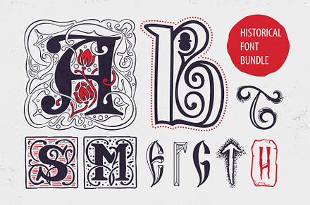 Historical fonts bundle, a Blackletter Font by kaer_shop