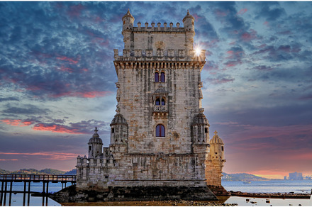 Lisbon, Belem Tower at sunset, an Architecture Photo by Web Engine Design