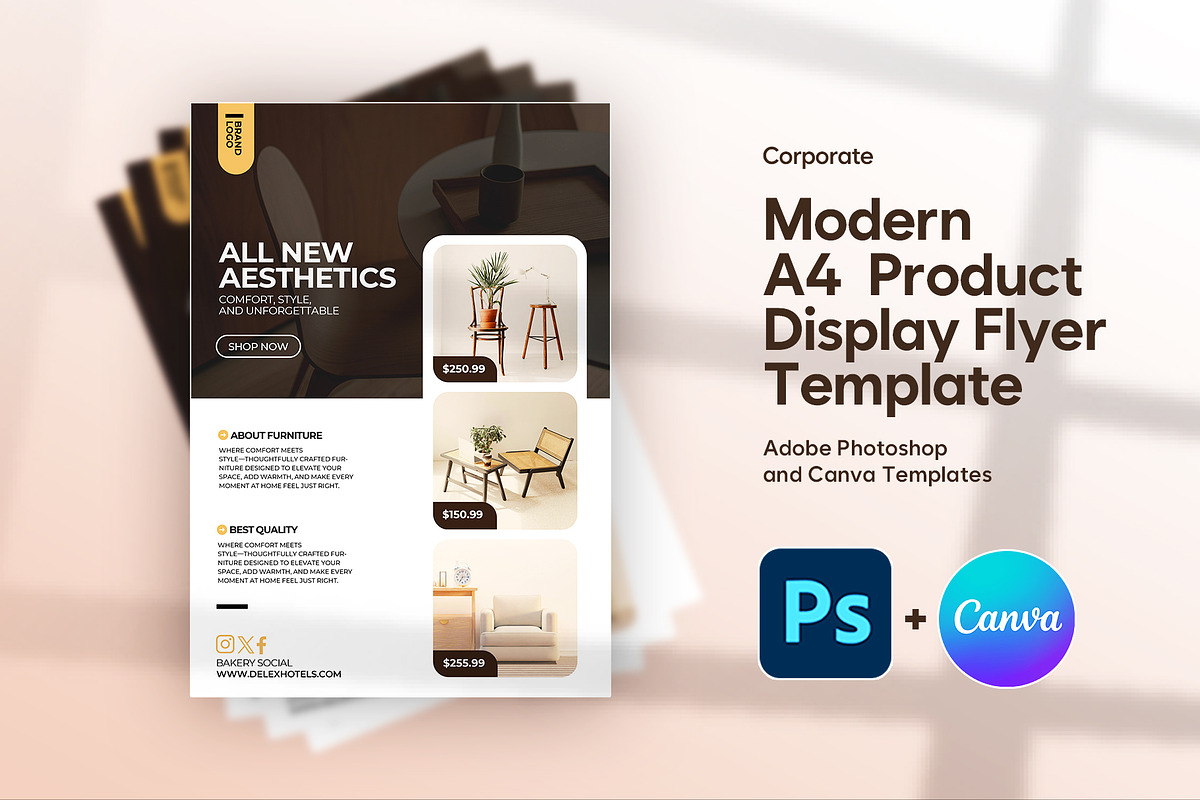 A4 Product Flyer Template Canva PSD, a Flyer Template by Vintage Impressions (Photo 1 of 6)