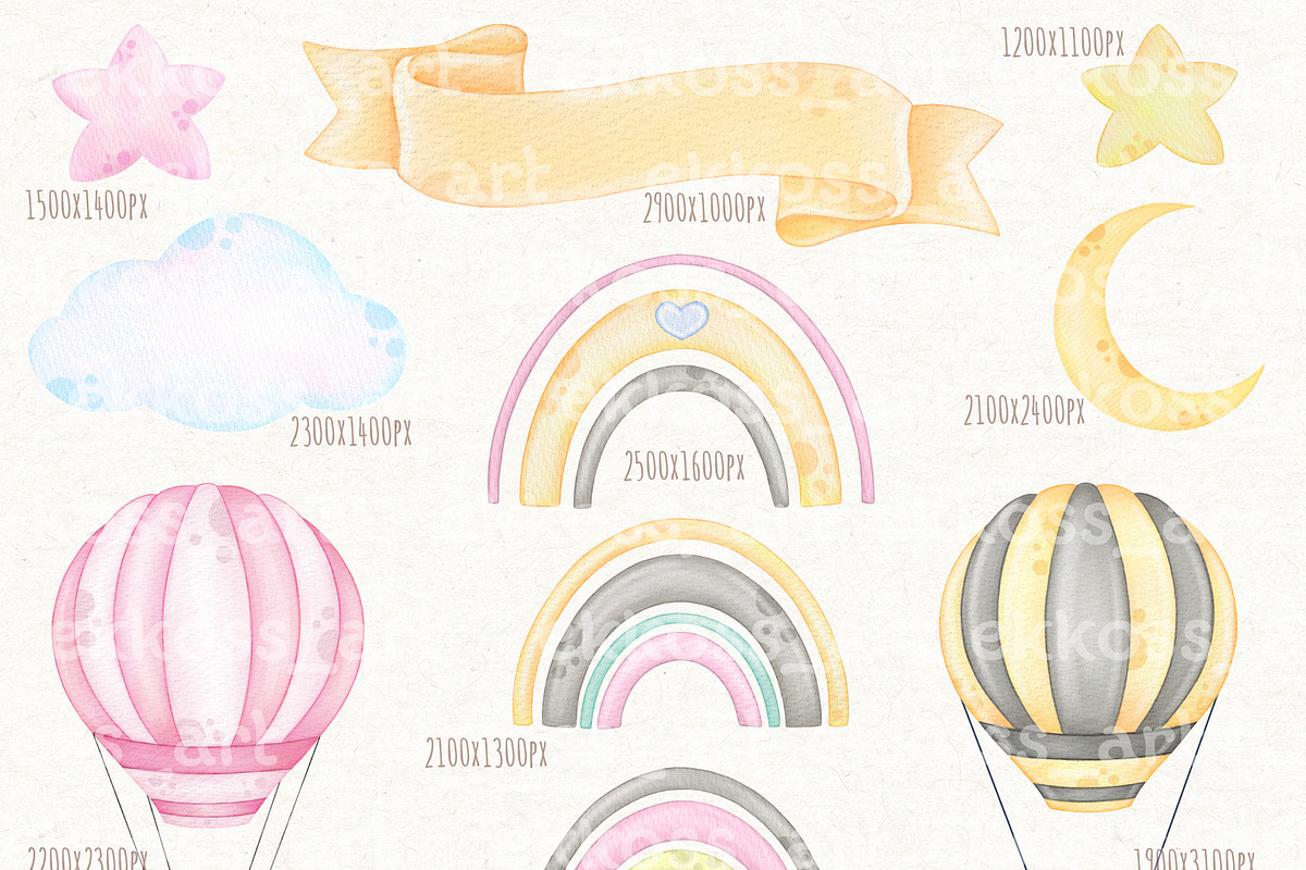 Watercolor Baby Elephant Clipart, a Decorative Illustration by ekossa_art (Photo 3 of 8)