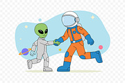 Alien and Astronaut Handshake, an Object Illustration by Partikusi Design (Thumbnail 3 of 3)