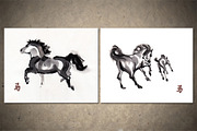 Horses Sumi-e, an Animal Illustration by StabuLaRasa illustration (Thumbnail 4 of 21)