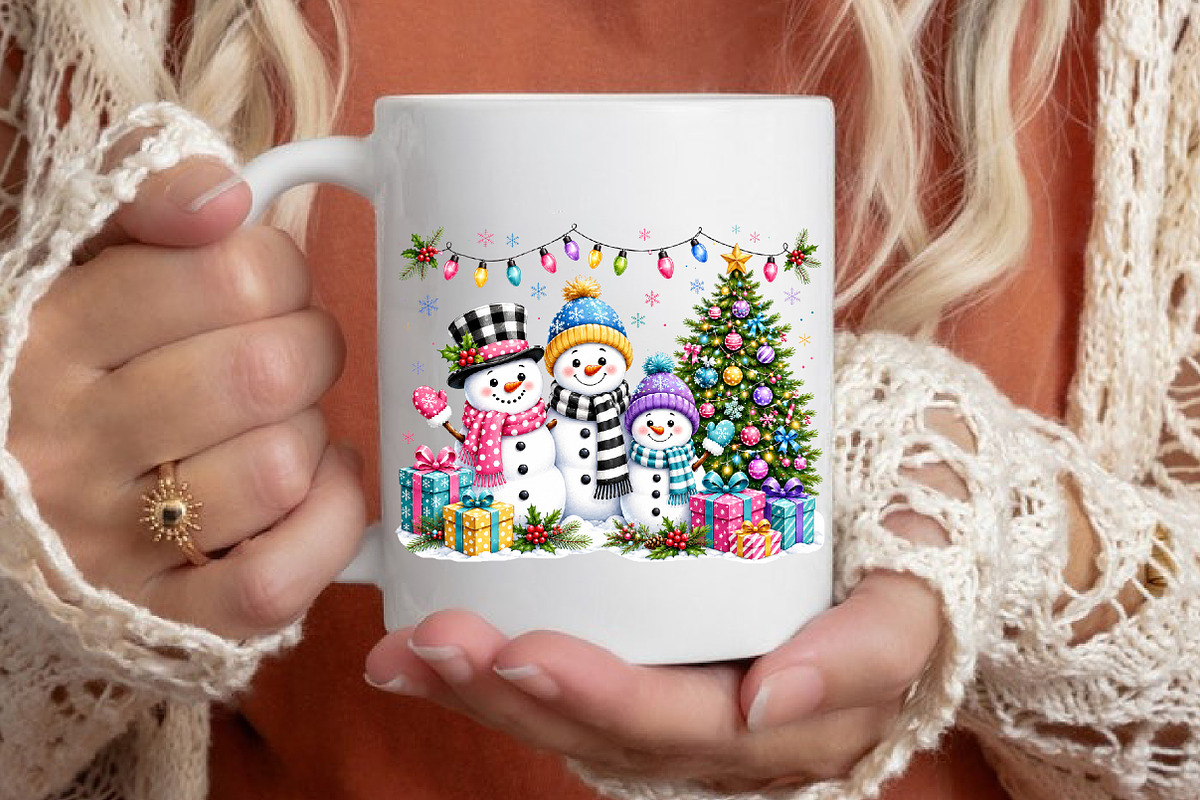 Christmas Tree Snowman Family PNG, a Seasonal Illustration by designcity5 (Photo 4 of 4)