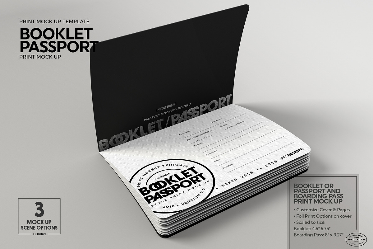 Booklet Passport Print MockUp, a Print Template by INCDesign (Photo 4 of 10)