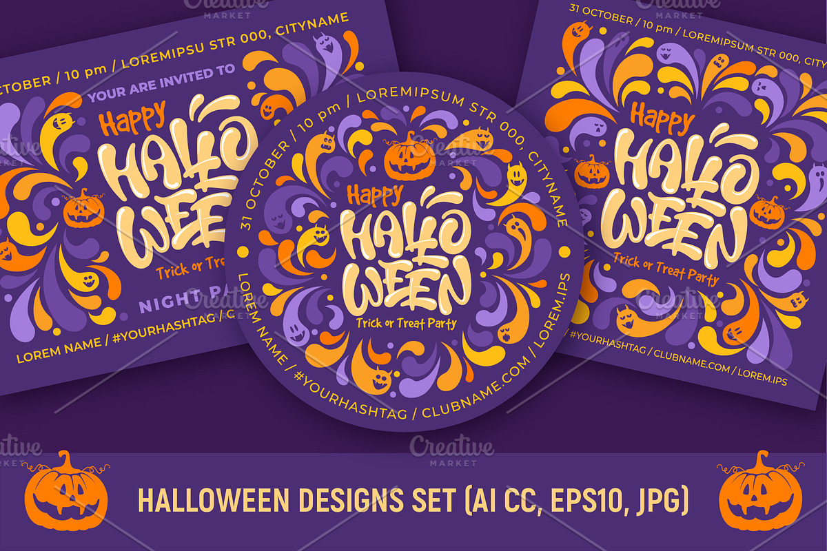 Halloween Designs Set, a Poster Template by Vector beauty (Photo 1 of 4)