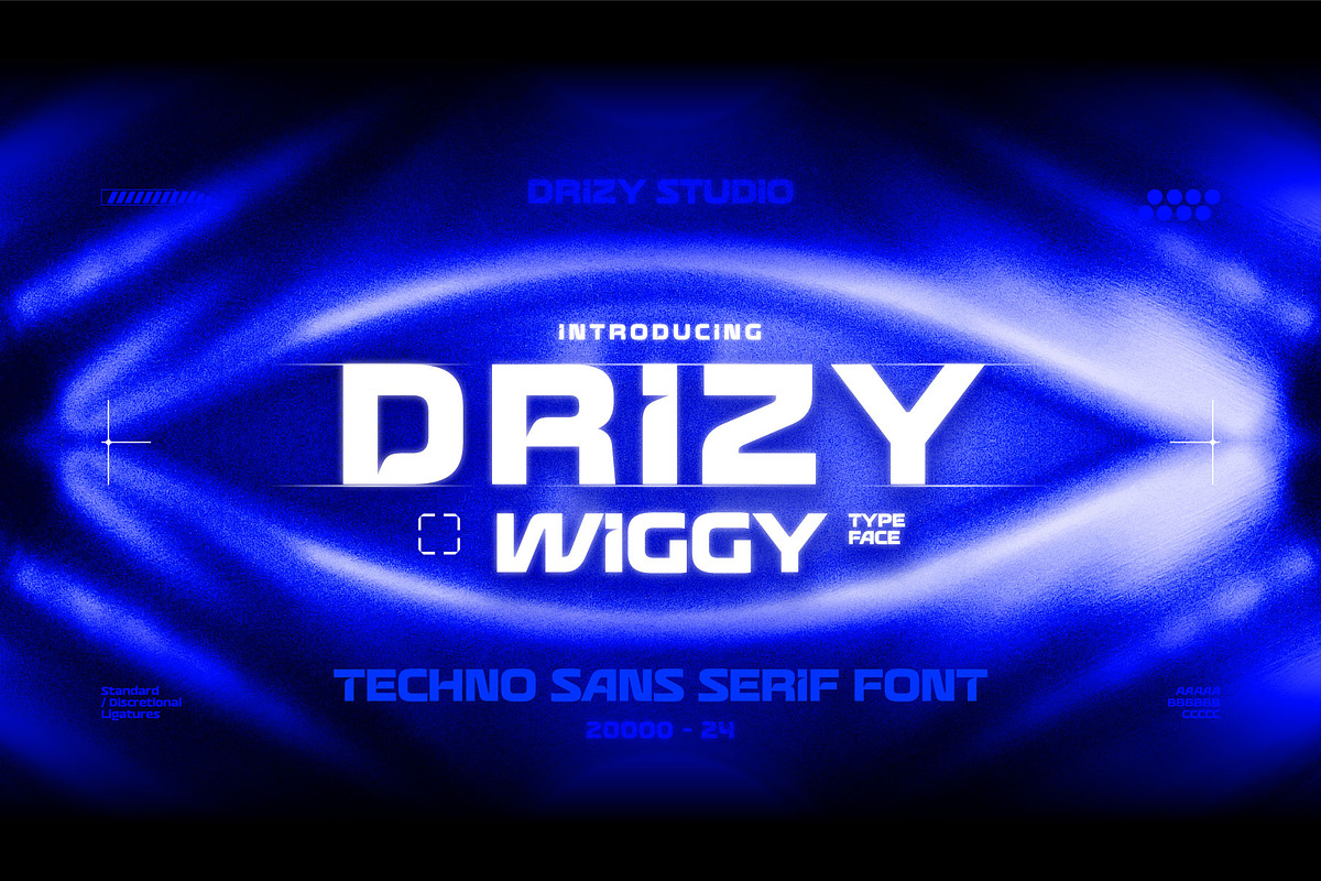 Drizy Wiggy - Techno Sans Serif font, a Sans Serif Font by Drizy (Photo 1 of 9)