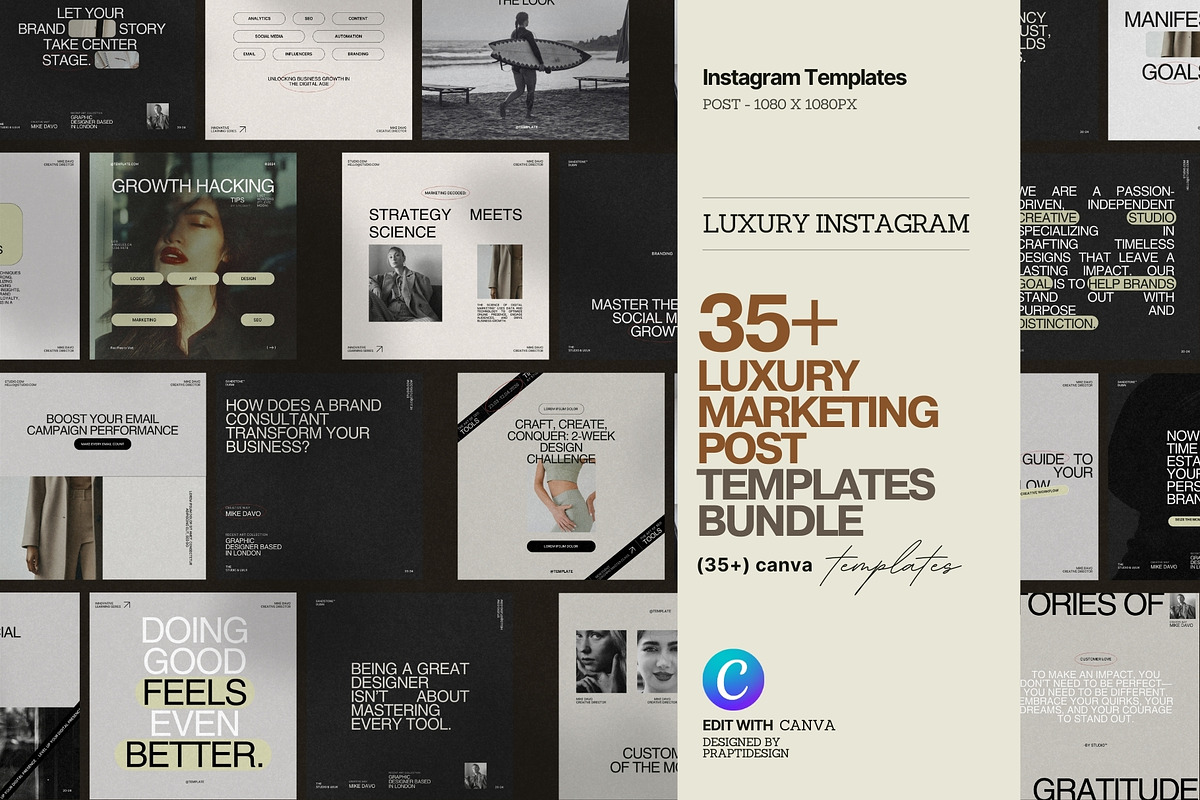 Luxury Canva Social Media Pack, a Social Media Template by Prapti Design (Photo 1 of 9)