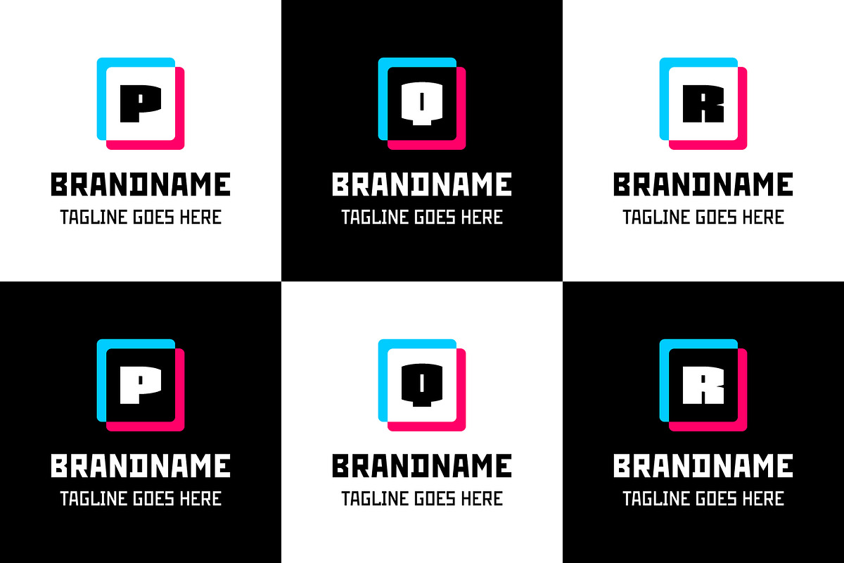 Letter P Q R Glytch Logo Set, a Branding & Logo Template by Pray Art Design Studio