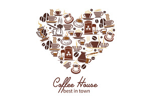 Vector Coffee Poster For Cafeteria Or Coffeehouse