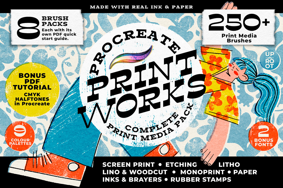 Procreate Print Works Media Pack, a Brush Add-On by UPROOT (Photo 1 of 64)