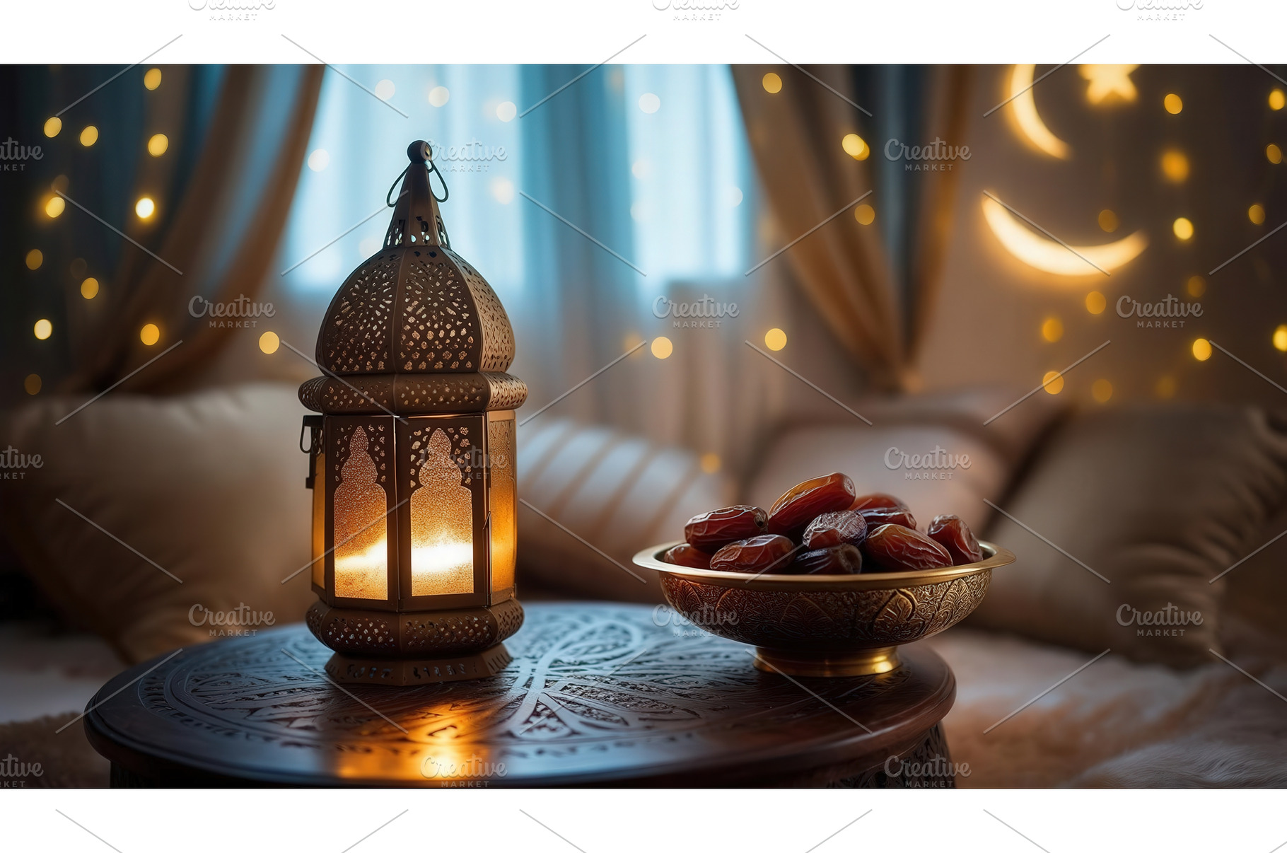 Traditional lantern and bowl of, a Background Photo by tilialucida